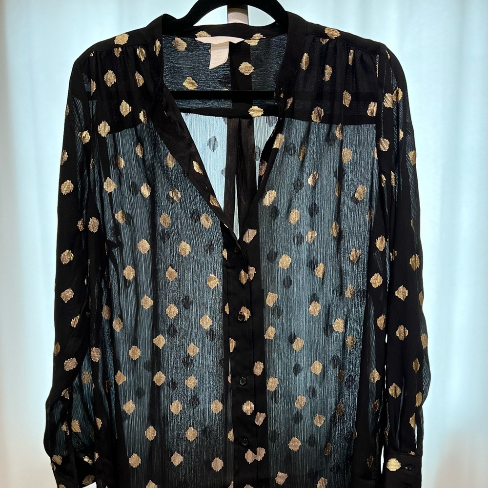 Black blouse with gold dot detail